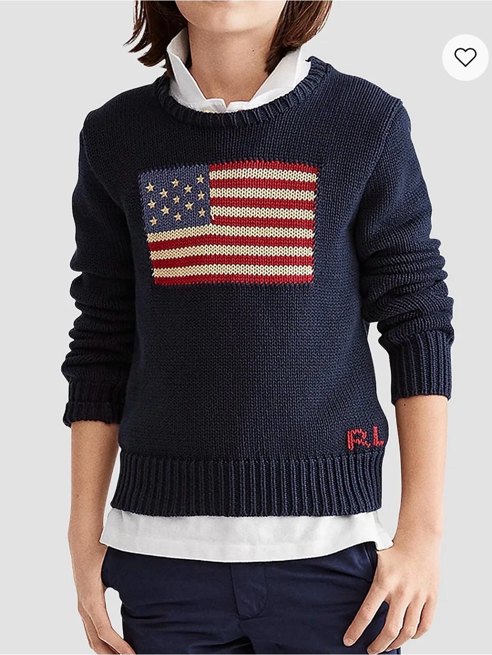 Ralph Lauren Navy Crewneck Flag Sweater